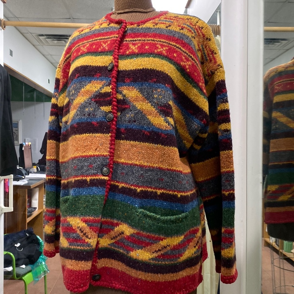 Very colorful wool cardigan by LT Sport